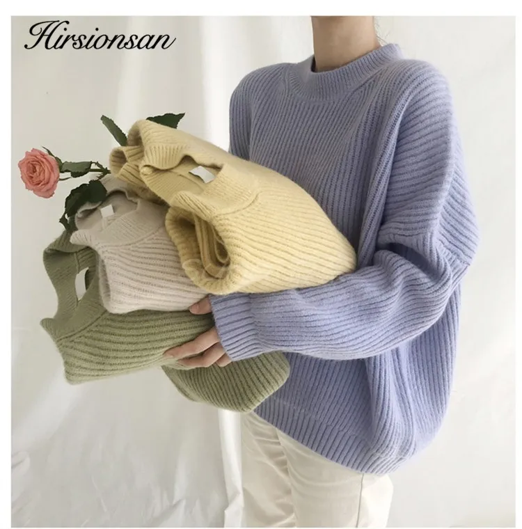 

Свитер женский кашемировый оверсайз с круглым вырезом, ярких цветов