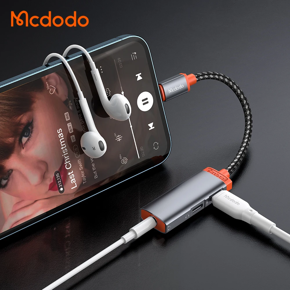 Mcdodo 3 In 1 Audio Adapter Dual Lightning to DC 3.5mm Jack Earphone Charging Aux Splitter For Phone 13 12 11 Pro XS MAX XR