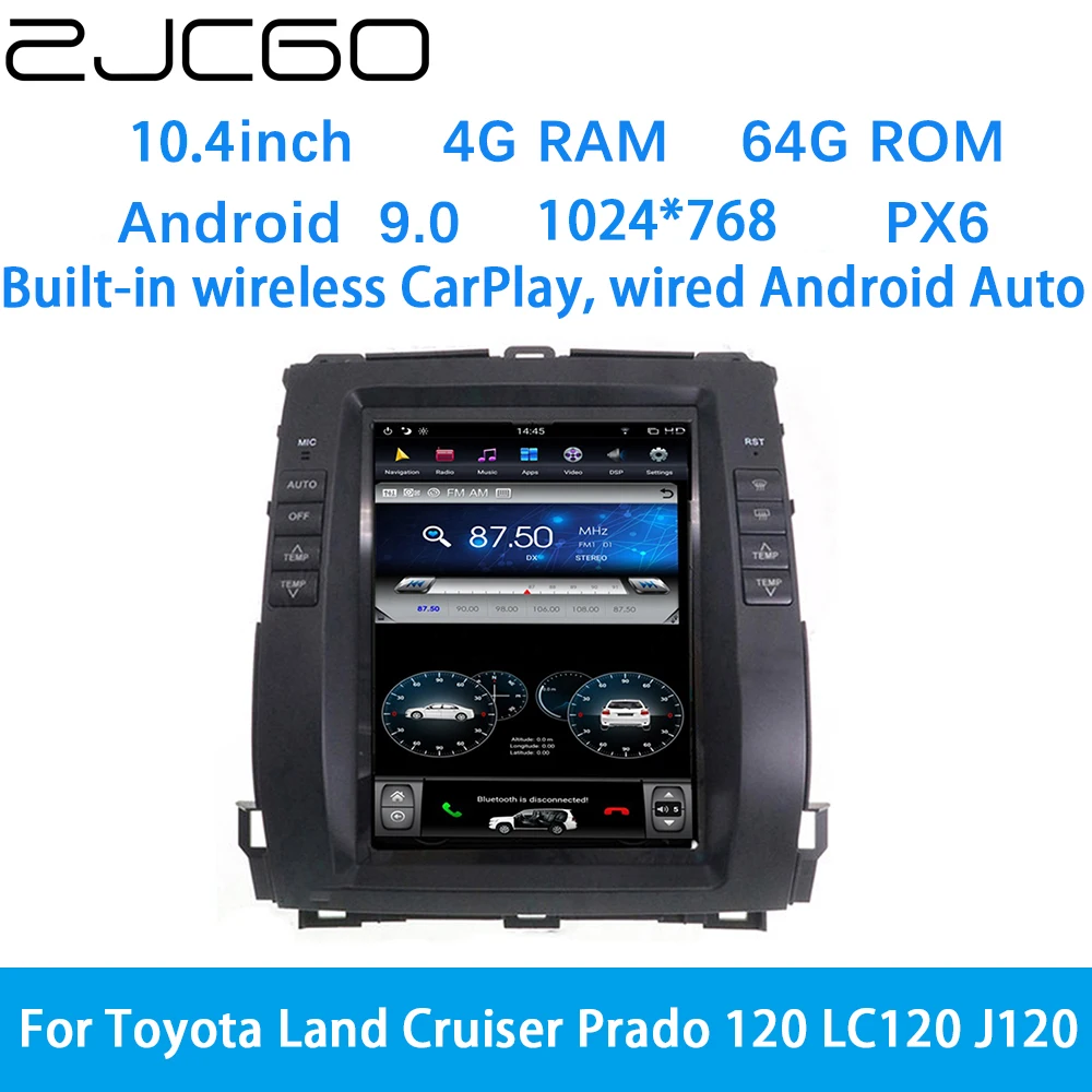 

ZJCGO Car Multimedia Player Stereo GPS DVD Radio Navigation Android Screen System for Toyota Land Cruiser Prado 120 LC120 J120