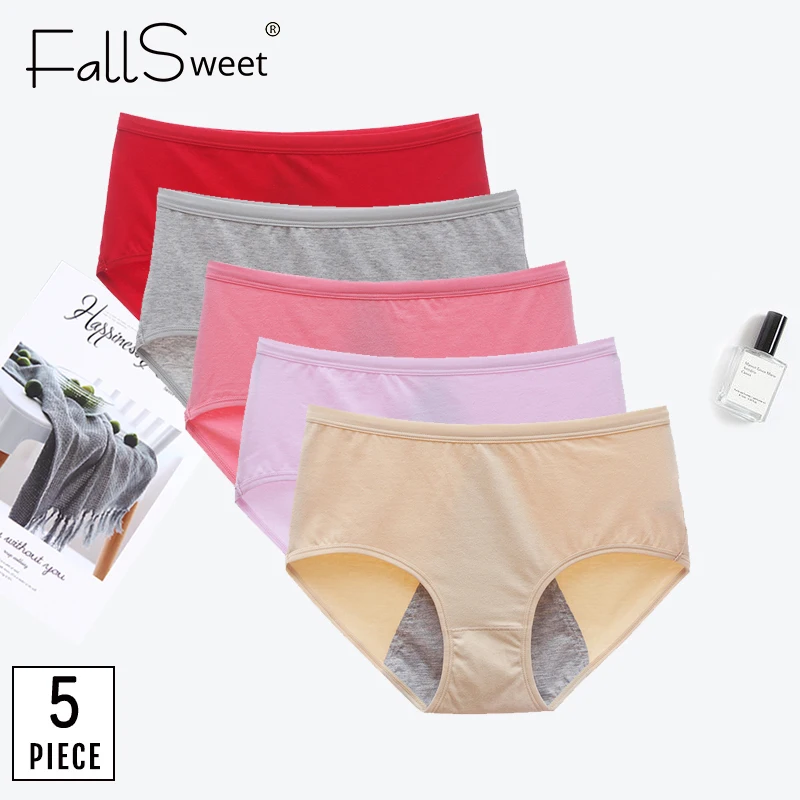 FallSweet 5 шт./лот! Сексуальные трусики со средней талией менструальные трусы