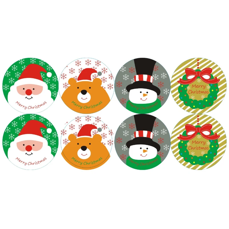 

800pcs Round cute animal Snowman Santa Christmas Bear seal Stickers Packaging Cake Baking Sticker FREE SHIPPING