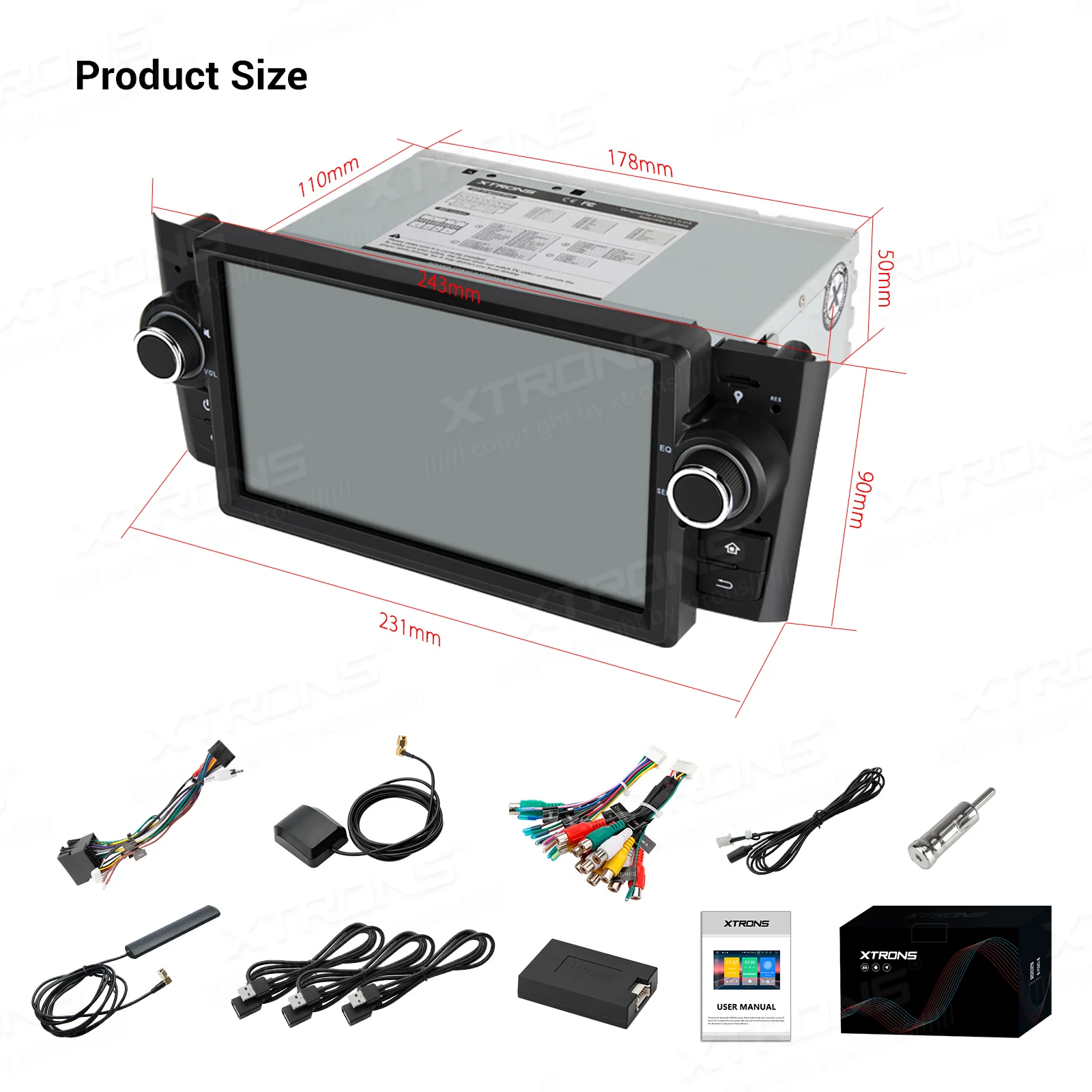 Автомобильный мультимедийный плеер XTRONS стерео проигрыватель под управлением