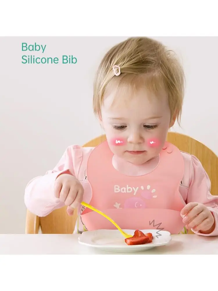 

Baby Cartoon Waterproof Bibs Food Grade Silicone Adjustable Burp Apron Newborn Boys Girls Feeding Saliva Towel