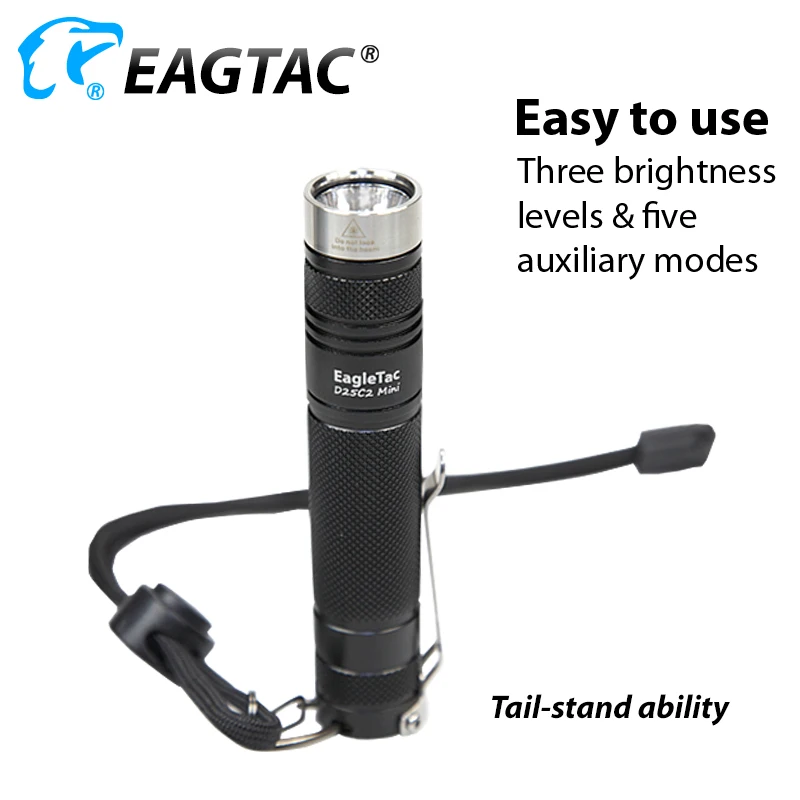 EAGTAC D25C2 Мини светодиодный фонарик EDC фонарь CREE XPG2 530 люмен CR123A многорежимный