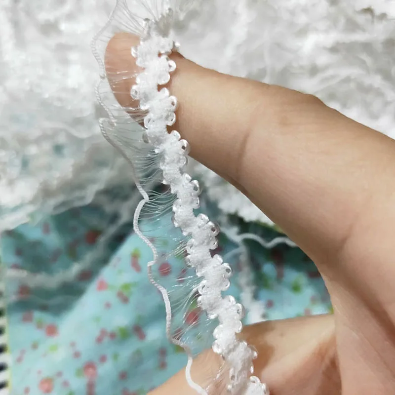 1 м плиссированная гипюровая кружевная лента отделка 5 см белая ткань сделай сам