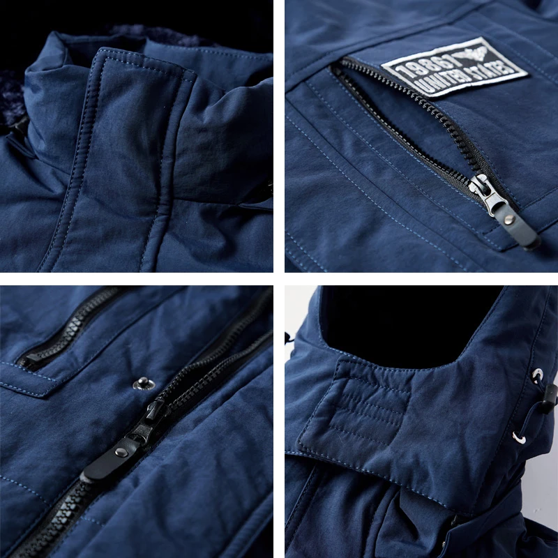 

New Fleece Hooded Men Winter Jacket Male Cotton Snow Parka Coats Outerwear Thick Thermal Warm Wool Liner Brand Clothing