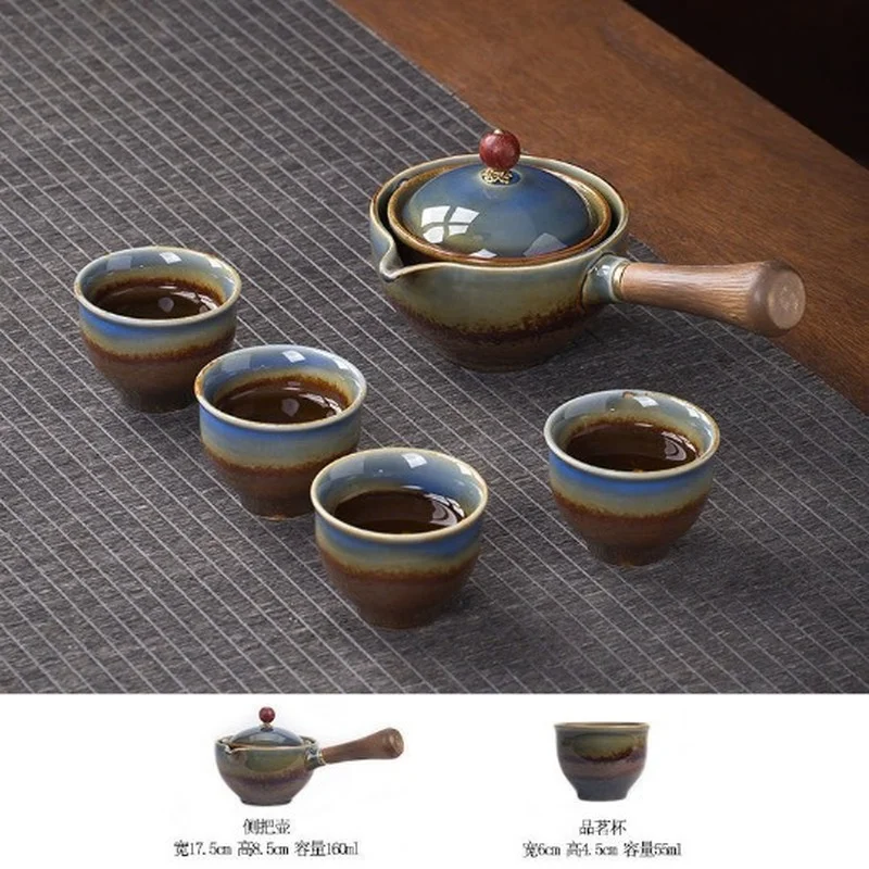Juego de t&eacute; chino de viaje Gongfu, tetera port&aacute;til con rotaci&oacute;n de 360, fabricante de t&eacute; e infusor, bolsa todo en uno-2