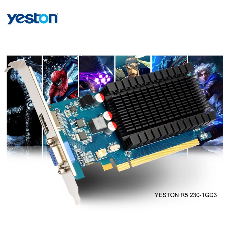 Yeston Radeon R5 230 GPU 1 ГБ GDDR3 64 бит игровой настольный компьютер ПК видеокарты Поддержка VGA/HDMI