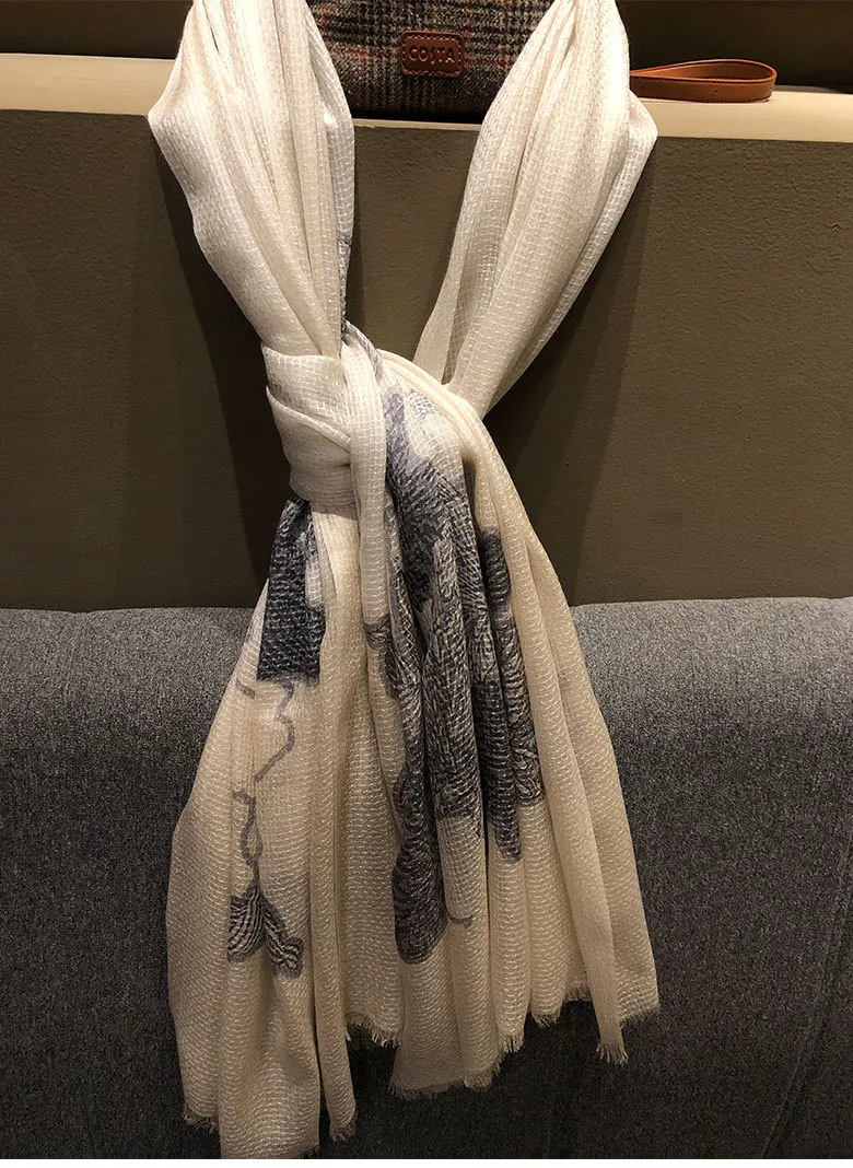 

Naizaiga 100% wool Printed honeycomb scarf hair and air conditioning shawl, comfortable warm , JRSM87