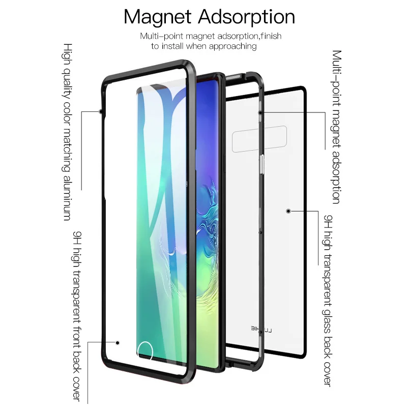 Магнитный абсорбционный металлический флип-кейс для samsung Galaxy S10 S10Plus S10Lite S10E Plus Lite