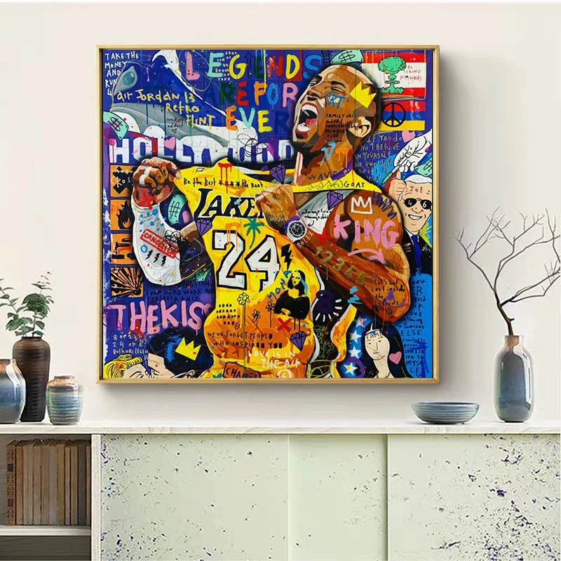 

Abstract Graffiti Art Basketball Star Posters and Prints Canvas Paintings Wall Art Pictures for Living Room Decor (No Frame)