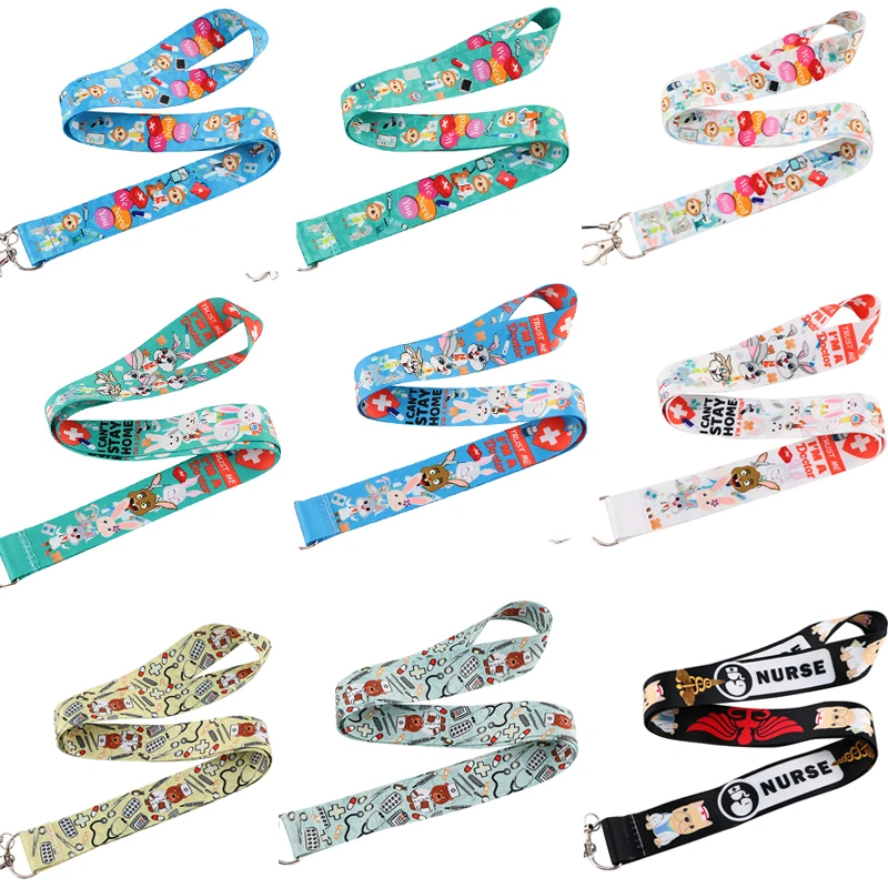 

10pcs/lot BH1618 Blinghero Cartoon Animals Doctor Cute Rabbit Bear Cat Dog Lanyard for Phone Neck Strap Lanyard Badge Nurse Gift