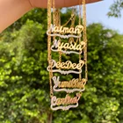 Двухцветное позолоченное ожерелье 18 К с двойной пластиной и 3D именем, ожерелья с подвеской в форме сердца для женщин и девушек, ювелирные изделия, подарок