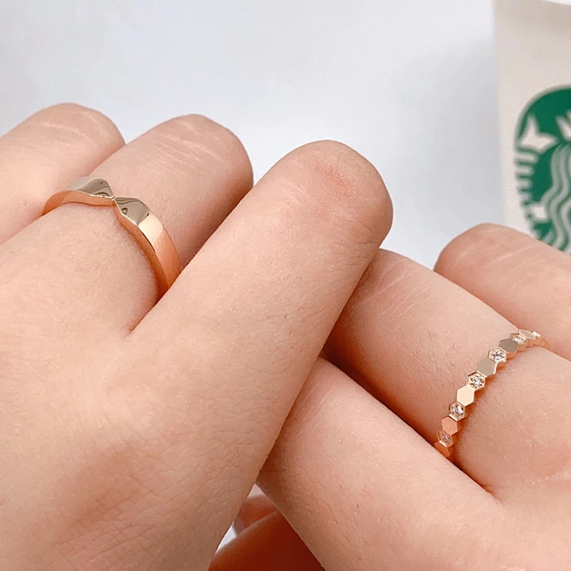 

Aazuo Orignal 18K Rose Gold Real Diamond Classic Couple Ring Wedding Ring Set For Men And Women Lover's Marriage Finger Ring