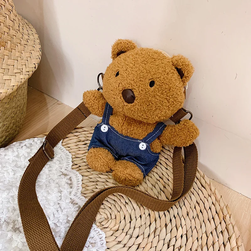 

Animal bear Kids Girl Boy Single Shoulder Bag Messenger Mini Broadband Coin Purse Wallet For Children Plush School Bags gift