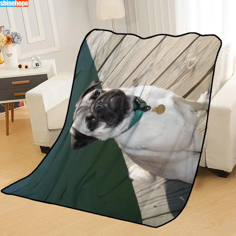?? カスタムパグ動物犬毛布ベッドスローブランケットソフトブランケット夏毛布アニメ毛布旅行毛布