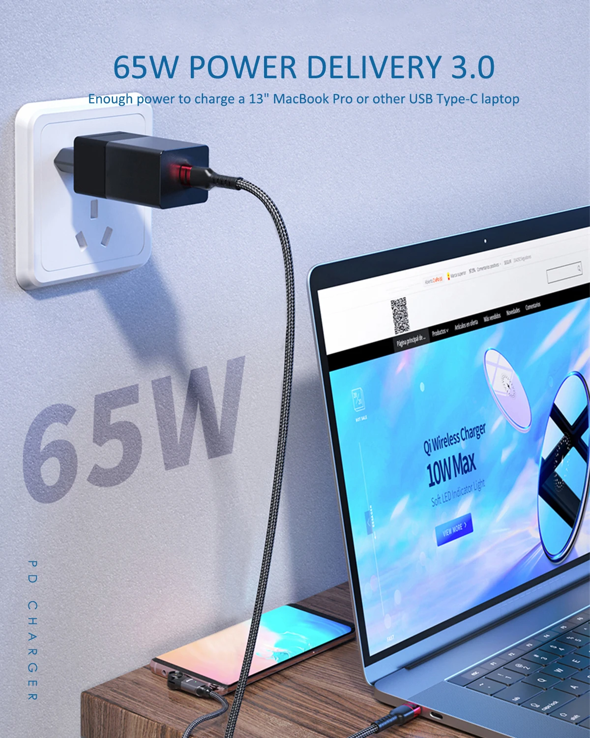 дорожные 65 вт ган usb c pd magsaf адаптер