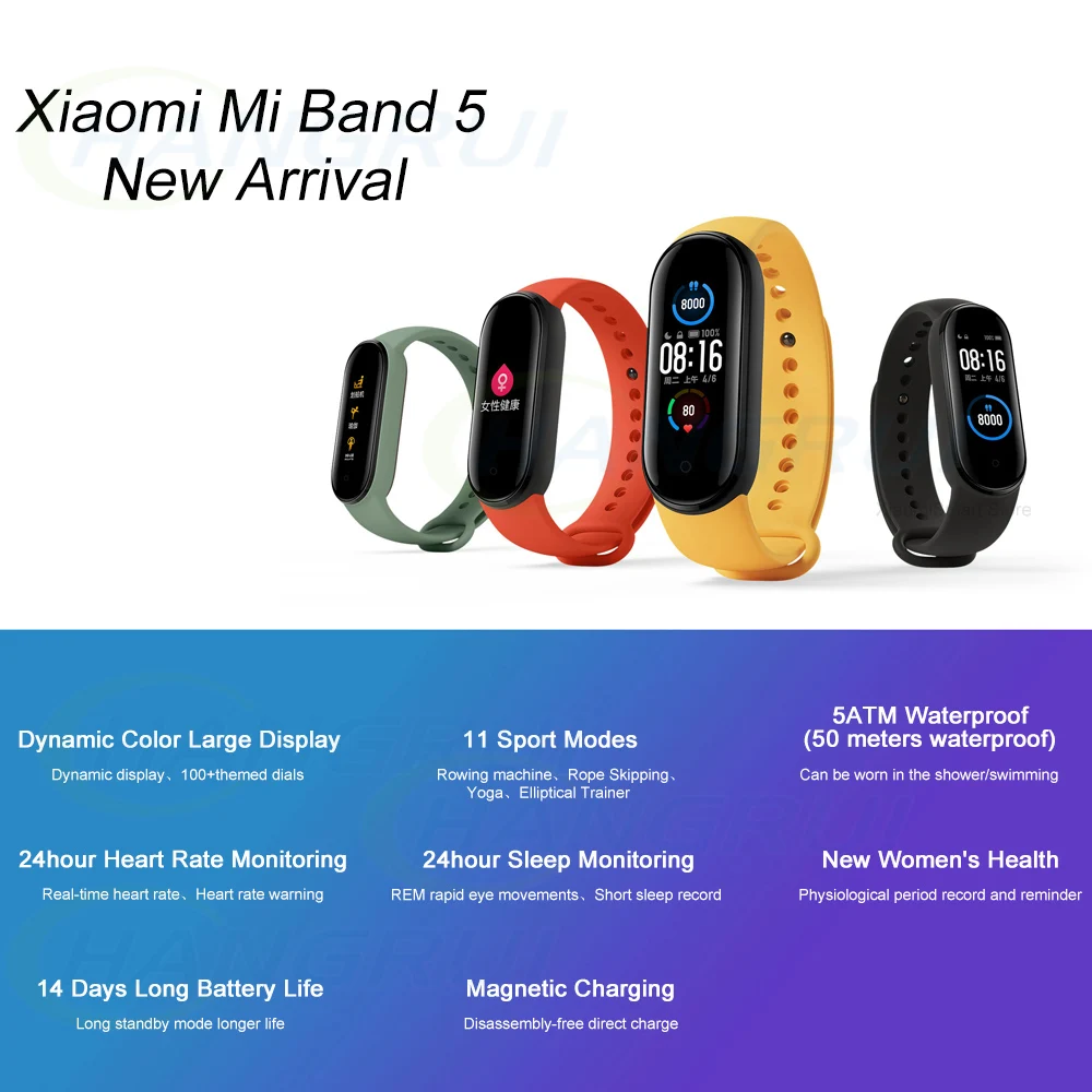 Глобальная версия Xiaomi Mi Band 5 Смарт браслет Miband Браслет фитнес трекер Bluetooth