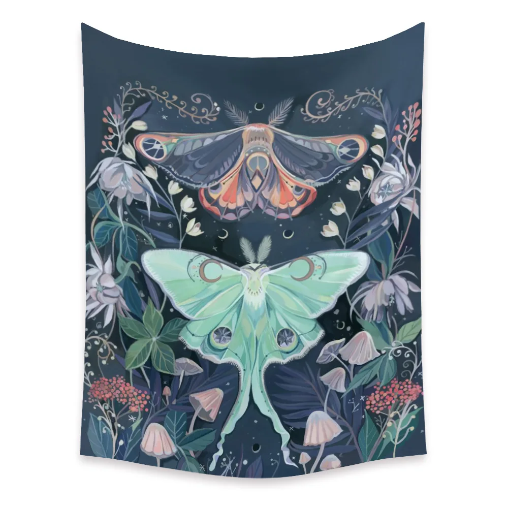 Скандинавский цветочный гобелен с изображением бабочек настенный Декор для дома