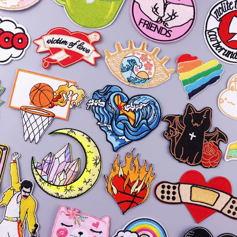

Punk Skull Patch Thermoadhesive Patches On Clothes Hippie Cat Embroidered Patches For Clothing Thermal Diy Stickers For Clothes