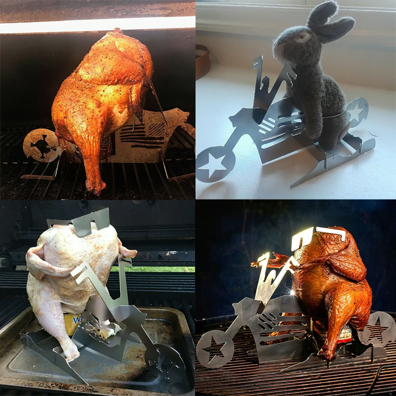 Забавные мотоциклетные Грили для барбекю Портативная подставка цыплят из