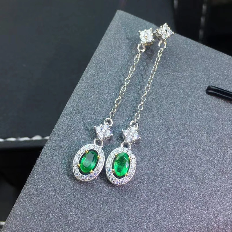 

PROCOGEM Natural Emerald Stud Earrings for Women Weddings More Genuine Gemstones 925 Sterling silver Fine Jewelry #Q801