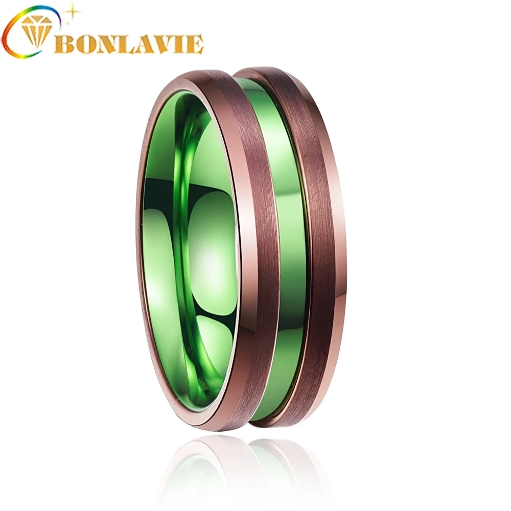 Мужское кольцо с гальваническим покрытием коричневое зеленое средней длины из