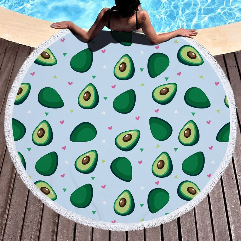 Авокадо круглое пляжное полотенце для взрослых зыбучий песок микрофибра банное