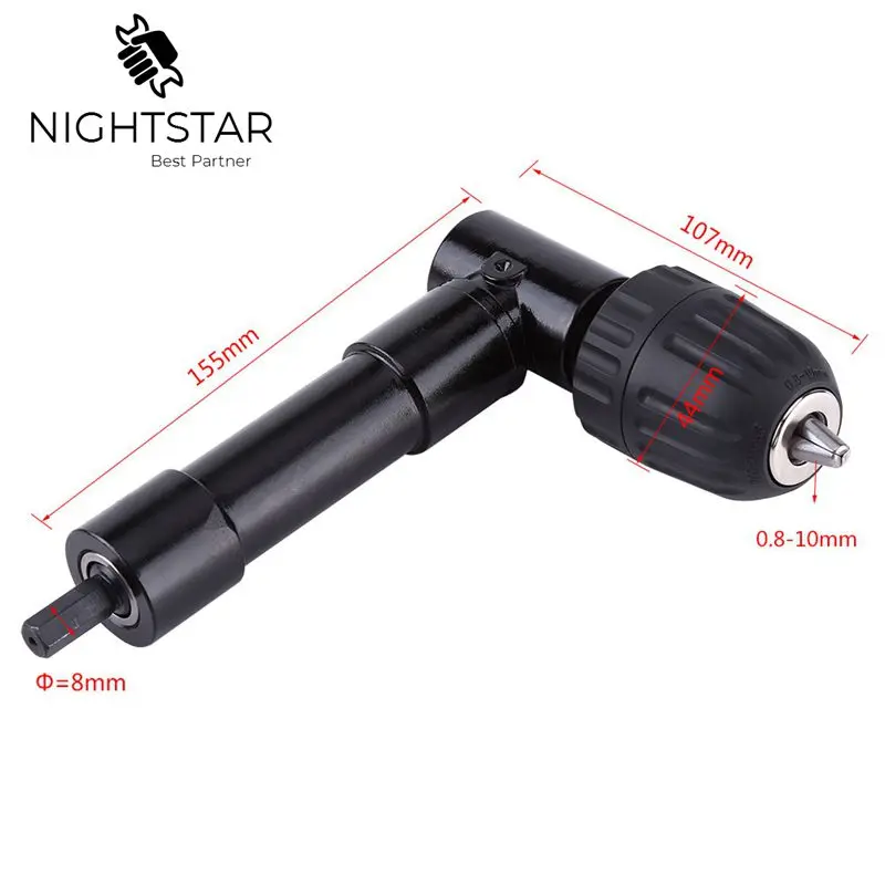 90 градусов правый угол без ключа патрон Ударная дрель адаптер электрическая