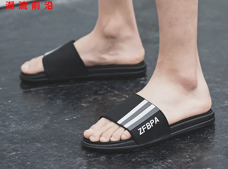 

Men Summer Home Slippers Simple Black Navy Shoes Non-Slip Bathroom Slides Flip Flops Couples Indoor Male Platform Slippers