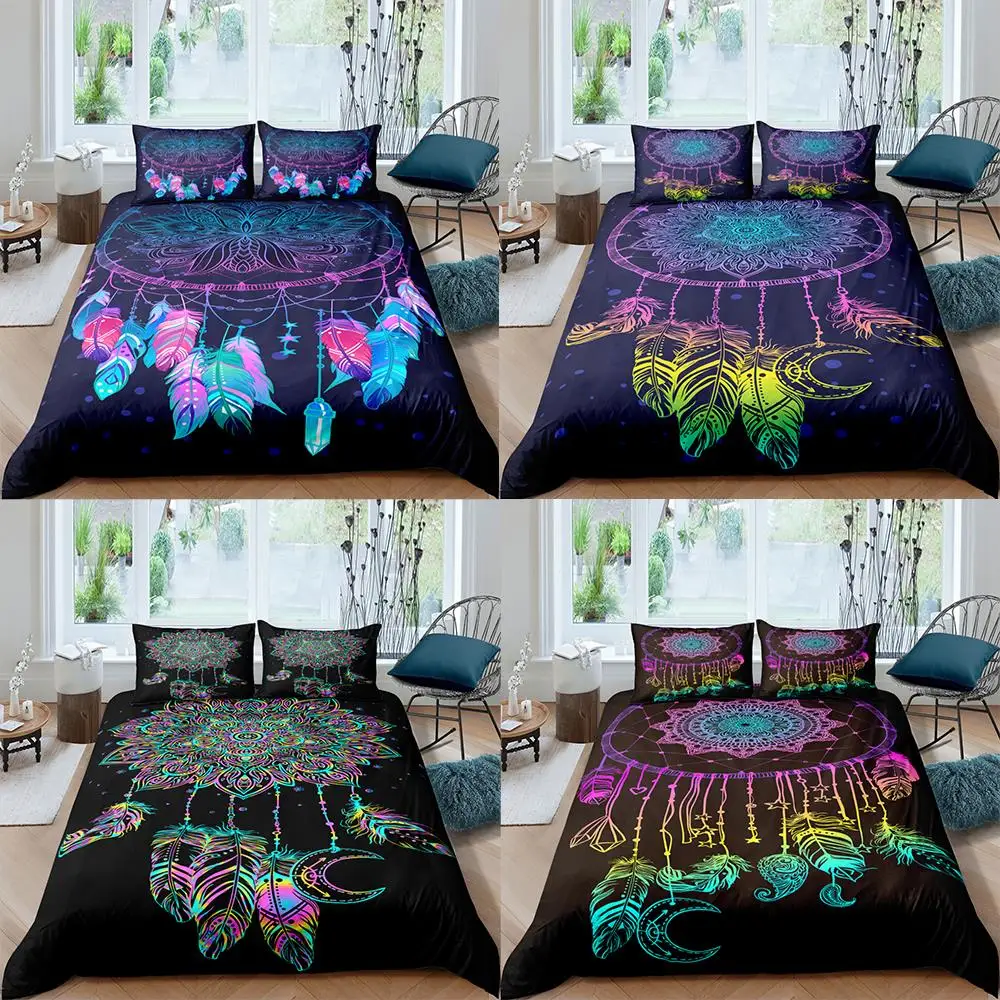 

Bohemian Dreamcatcher Bedding Set 2/3Pcs Cotton Duvet Cover Feathers Comforter Set Single Twin Full Queen King Size Bedclothes