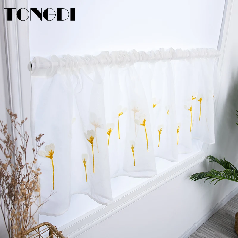 Домашние кухонные шторы TONGDI короткие ярусы элегантные белые тюлевые занавески с