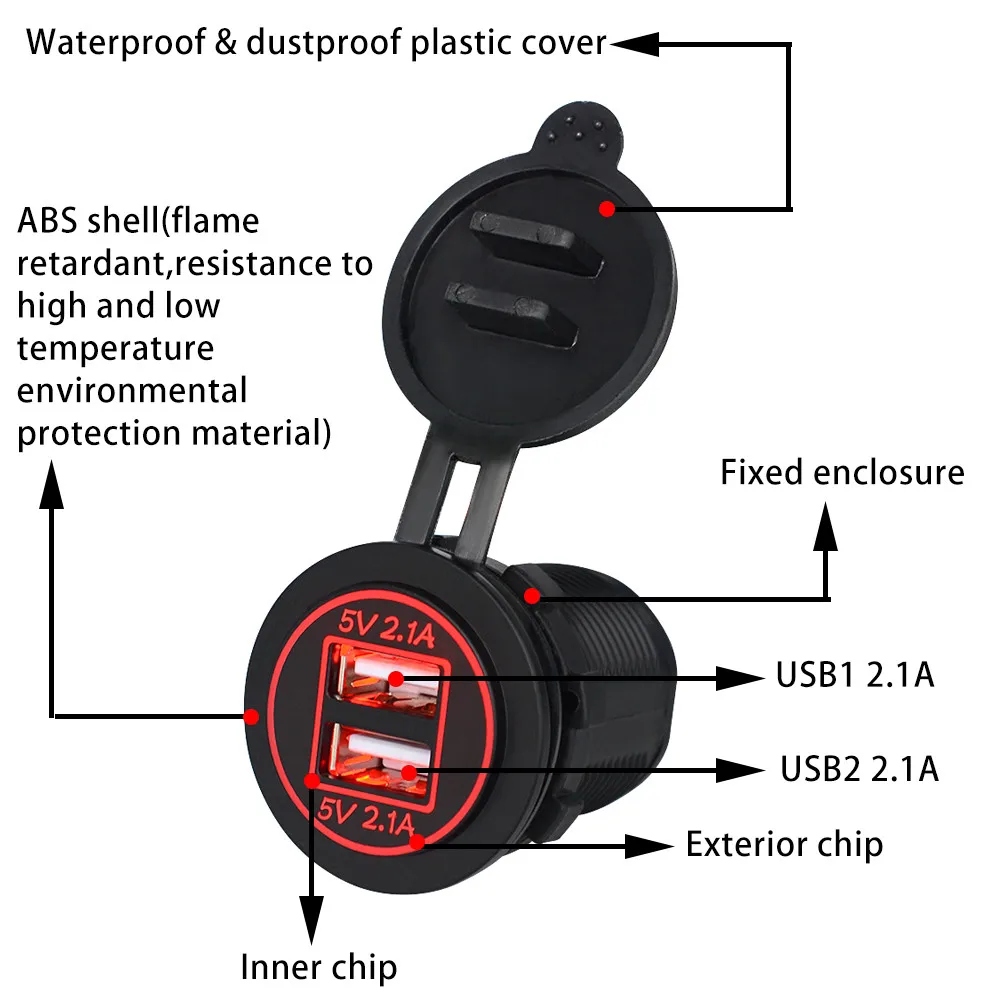 5V 4.2A Dual USB Зарядное устройство гнездо адаптера Питание выход для детей возрастом