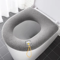 winter warm toilet seat cover closestool mat 1pcs washable bathroom accessories knitting pure color soft o shape toilet ring