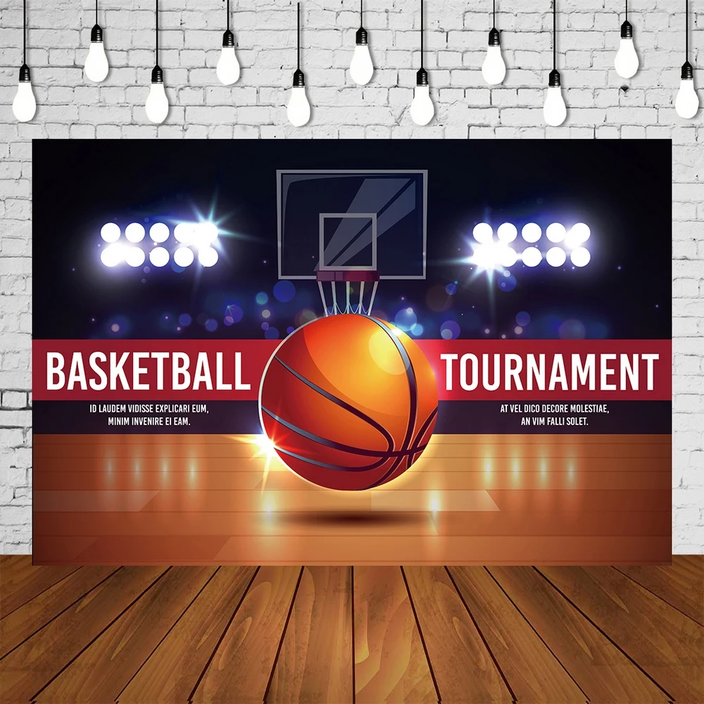 Basketball Court Tournament Backdrop Sports Grad Birthday Party Banner Indoor Lights Photography Background Video Mural Posters |