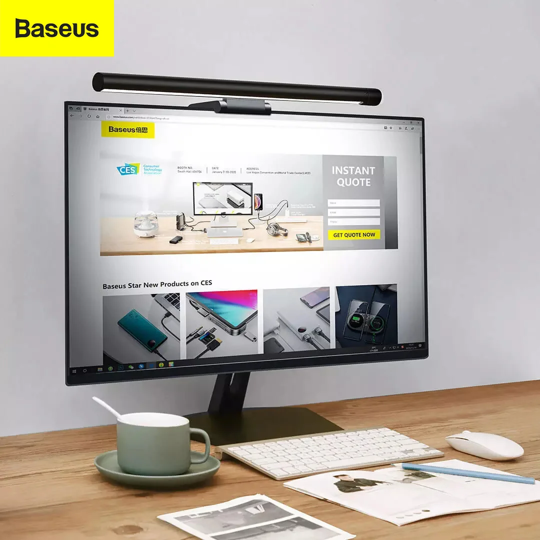 

Baseus Stepless Dimming Eye-Care LED Desk Lamp For Computer PC Monitor Screen Hanging Light LED Reading USB Powered Lamp