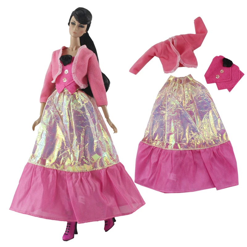 

Pink Coat Top & Skirt Fashion Outfits For Barbie Doll 1 Set Doll Clothes Dollhouse 1/6 Dolls Accessories Kids DIY Toys
