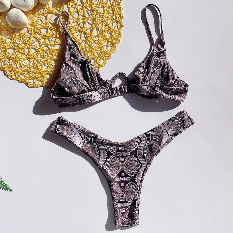 Соблазнительное бикини на косточках женская одежда для плавания с принтом в