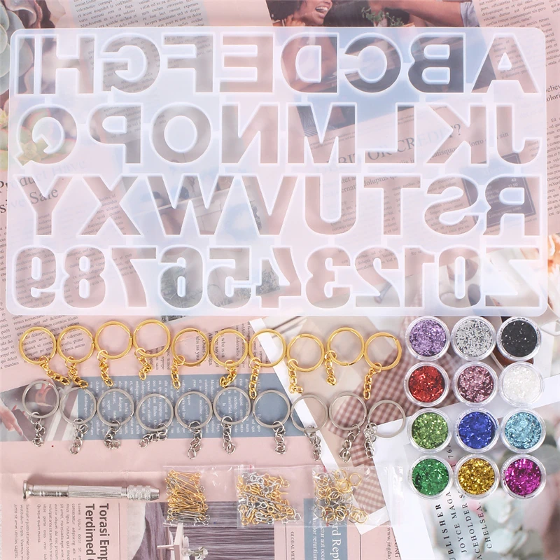 DIY кристальная эпоксидная смола форма цельная доска цифровые буквы силиконовые