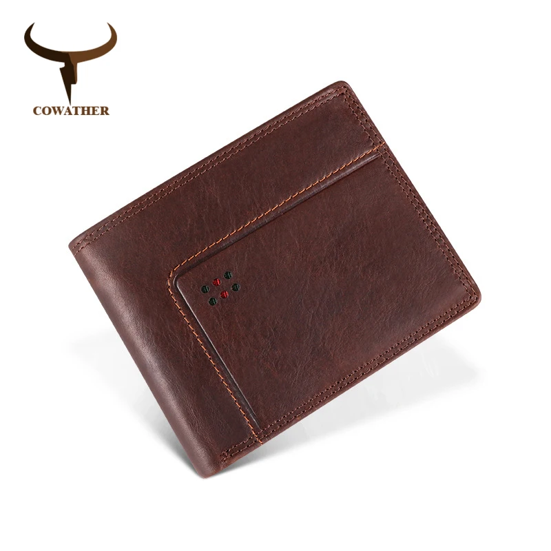 

COWATHER wallet for men high quality cow genuine leather male wallet newest fashion short style cowhide purse free shipping