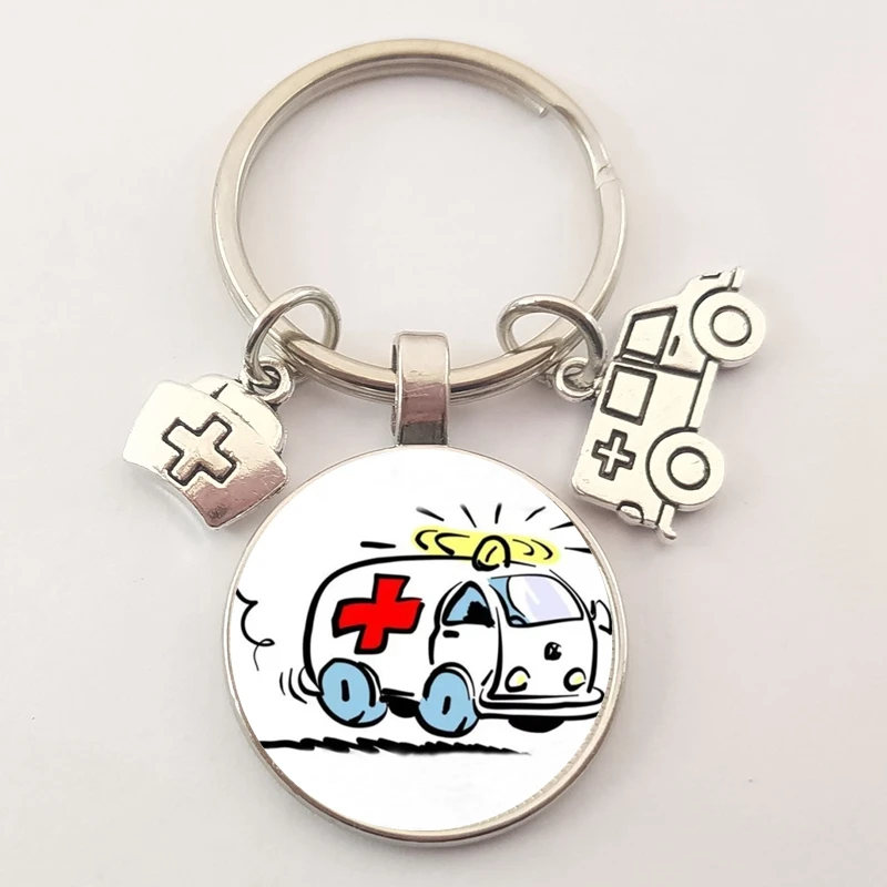 Новый набор для медицинских ключей скорой помощи ювелирный брелок со стеклянной