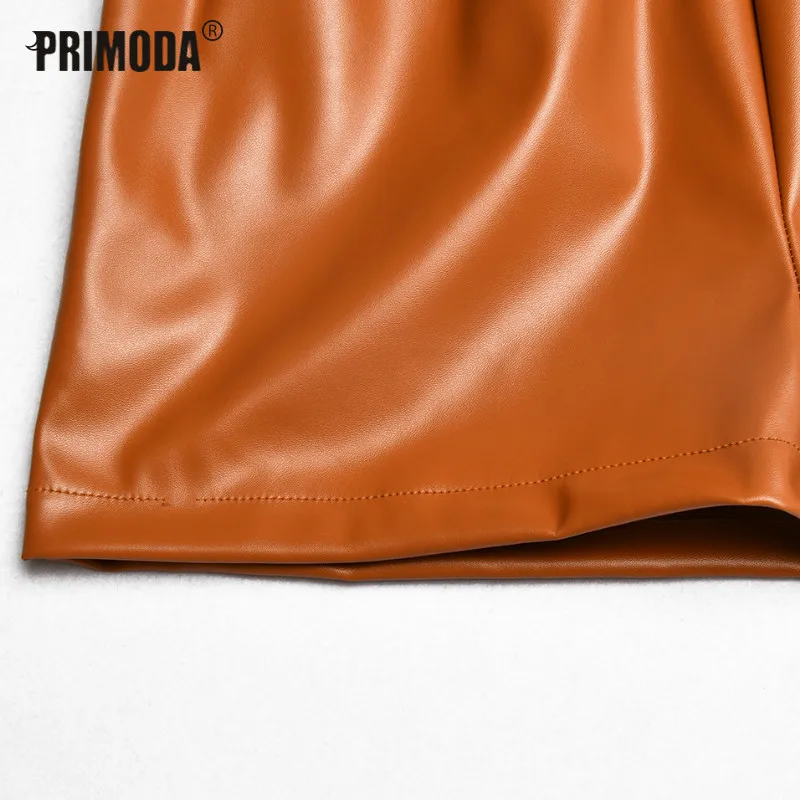 

2021 Spring New PU Leather Shorts Sexy Women Black Pockets Outwears Slim Femme Outfits Elastic Waist Casual Short Pants PR2360G