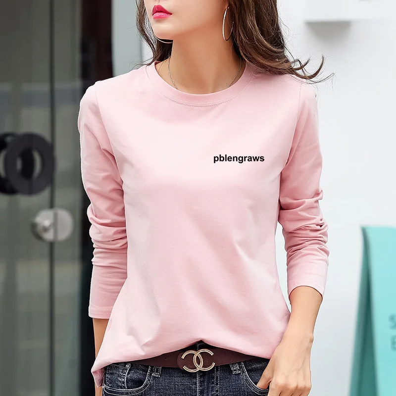 Хит 2019 женская сексуальная облегающая футболка с длинным рукавом буквенным