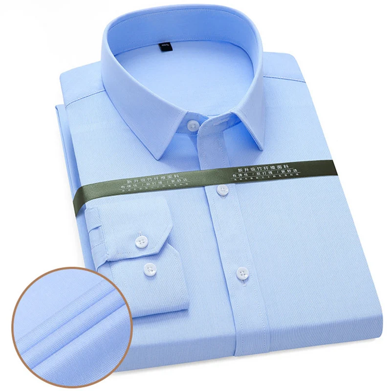 Male Business Casual Long Sleeved Shirt Classic Striped Mens Social Dress Shirts High Quality Soft Comfortable Office Work Shirt