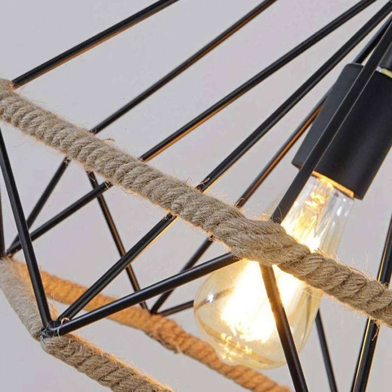 Винтажные железные люстры из пеньковой веревки потолочные светильники в стиле