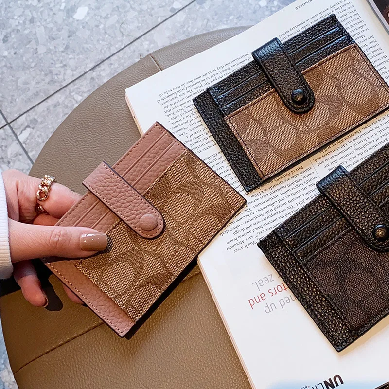 

Minimalist Design Genuine Leather Card Holders Unisex Small Wallet Solid Color Cowhide Short Hasp Purse Casual Slim Money Bag