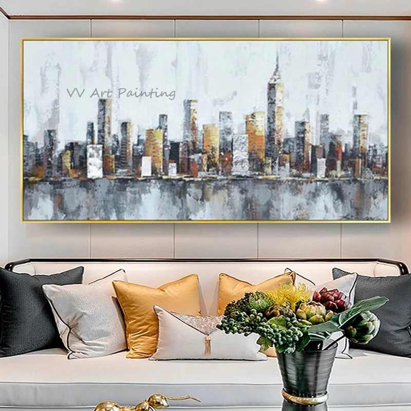 

Мода 100% ручная роспись города масляная живопись на холсте цветная живопись абстрактная Современная Настенная живопись Декор для гостиной картина