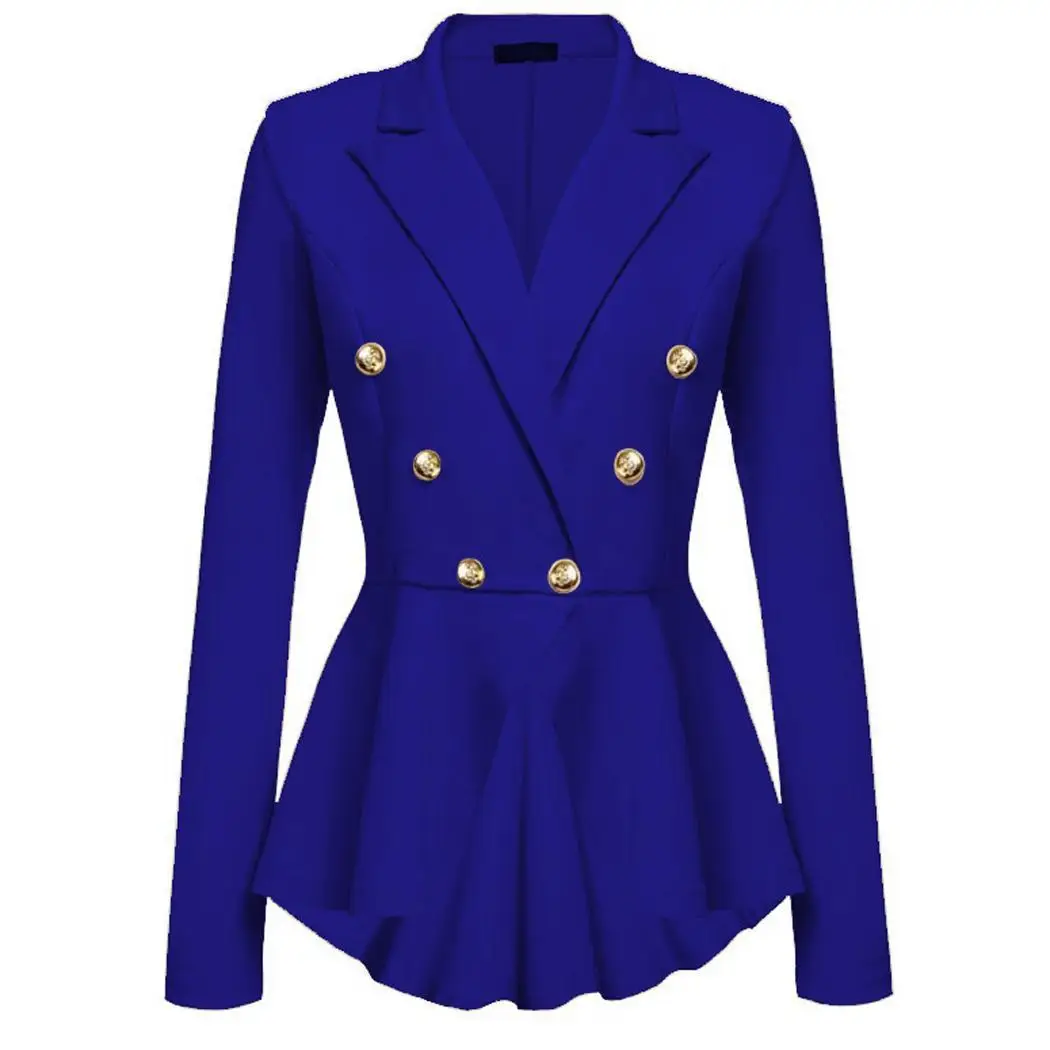 Женская мода длинный рукав одноцветная пуговица Повседневная осенняя Весенняя