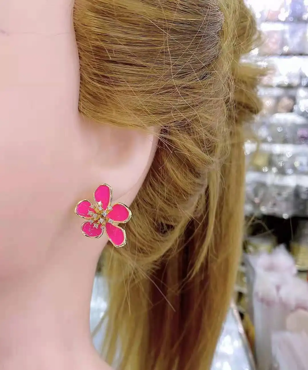 

2Pairs New Fashion for Women Wedding Party Jewelry Cubic Zirconia Flower Stud Earrings CZ Stone Earrings