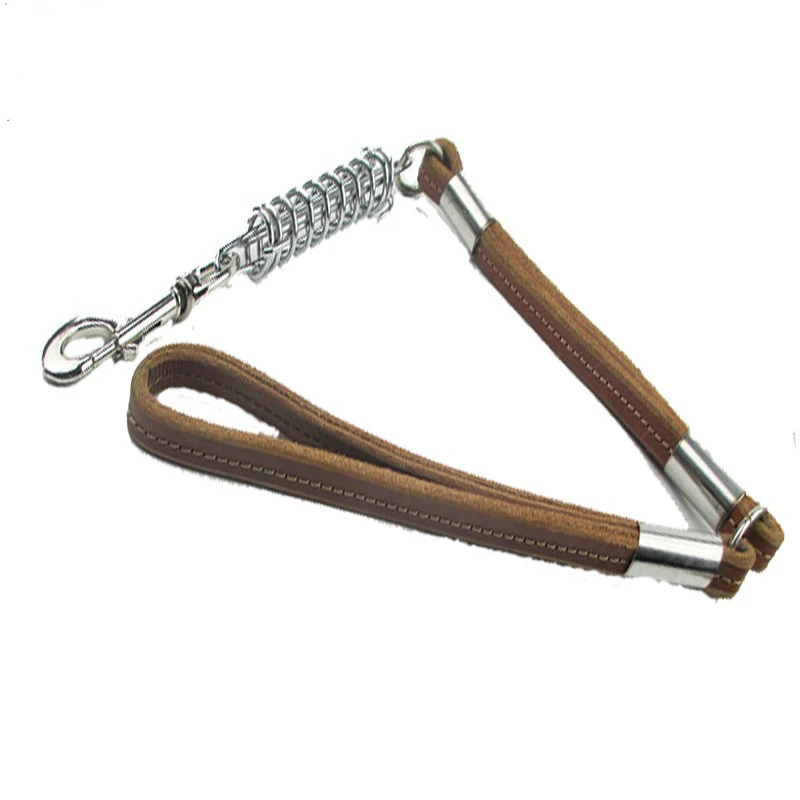 Большой Поводок для собак из натуральной кожи взрывозащищенный пружинный буфер
